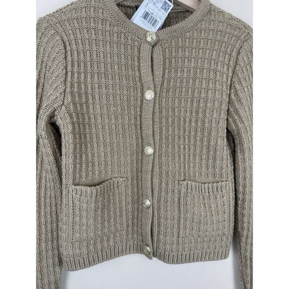 MNG Mango Chunky Knit Cardigan Gold Buttons Long Sleeve Womens S NWT Preppy - Picture 4 of 13